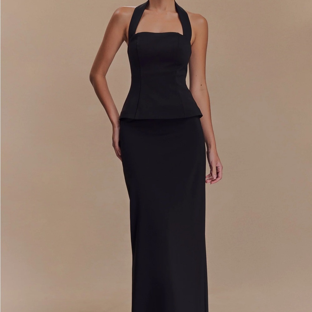 Meshki Petite Bertie Peplum Halter Dress